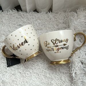 Set of 2 White & Gold Coffee Mug